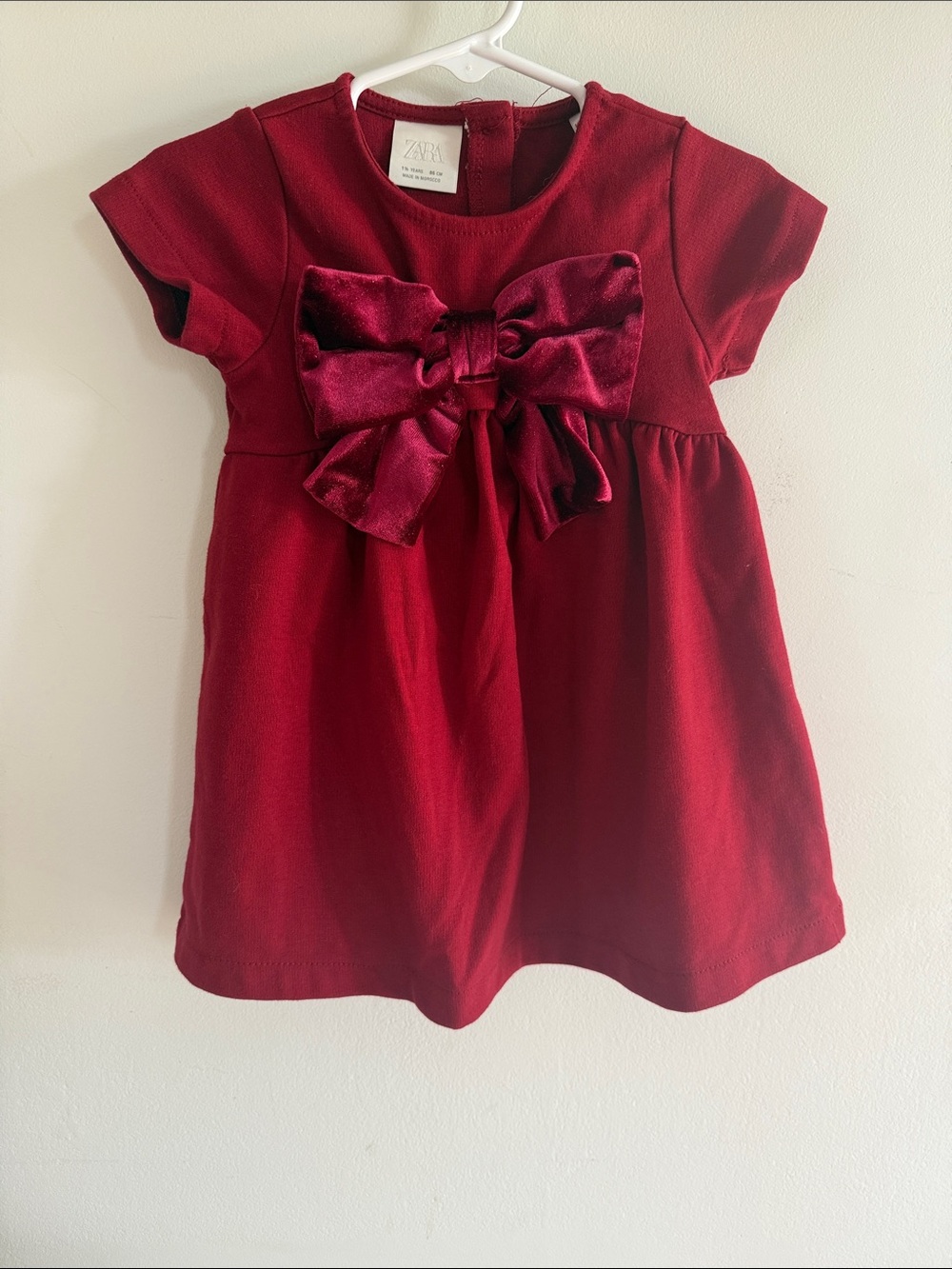ZARA 18m red/Burgundy Dress with Velvet glitter Bow
